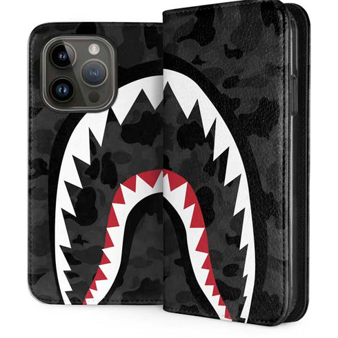 Shark Teeth Grey Street Camo iPhone 15 Pro Folio Case